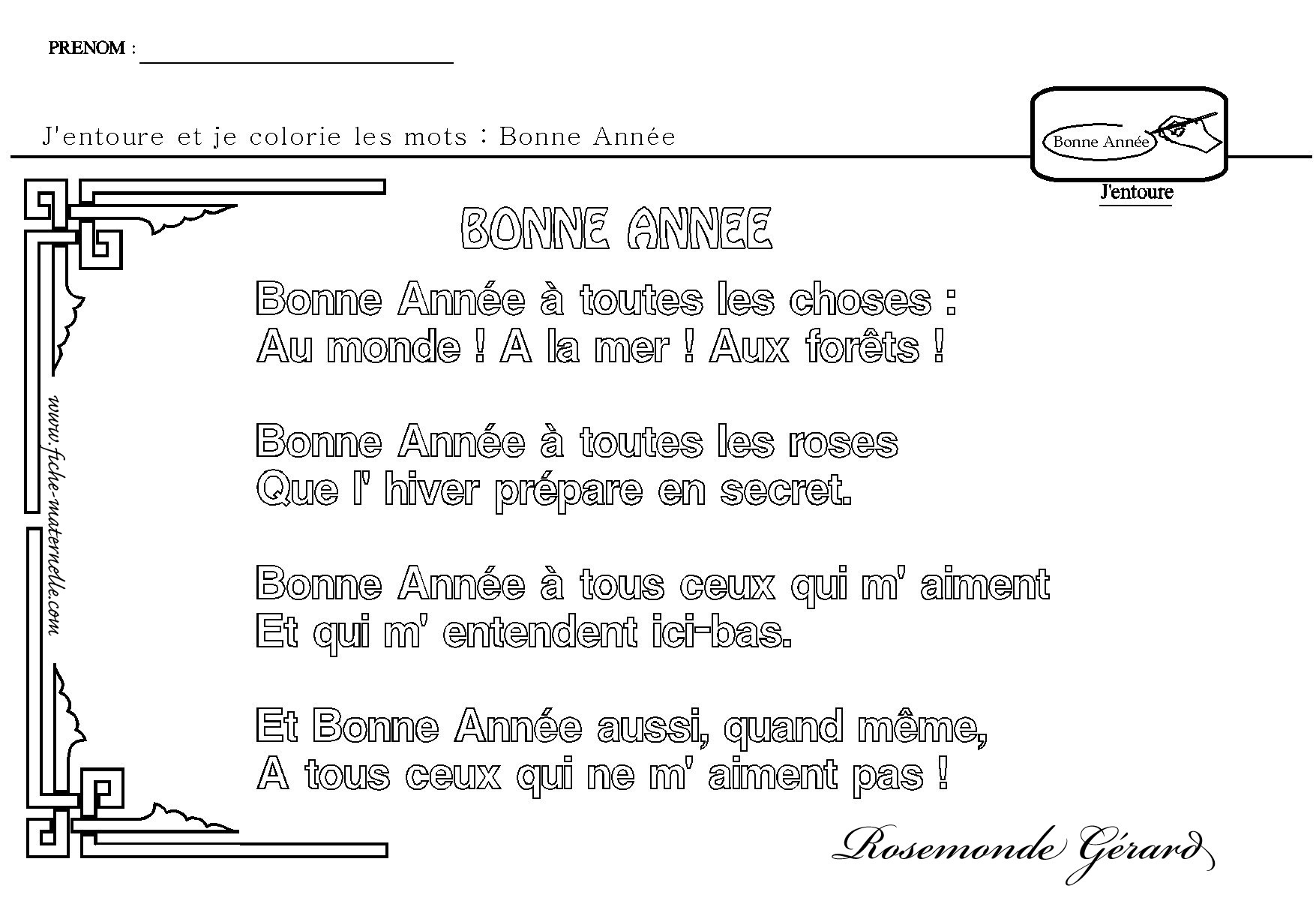 Coloriage Bonne Annee Petite Section