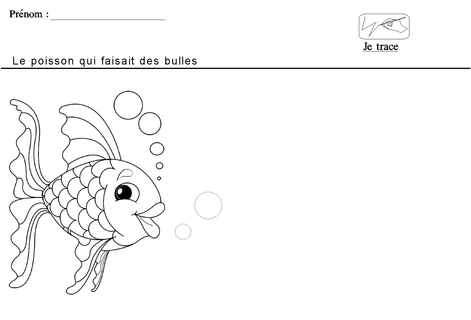 Je dessine les bulles du poisson Arc en ciel en respectant le sens du
