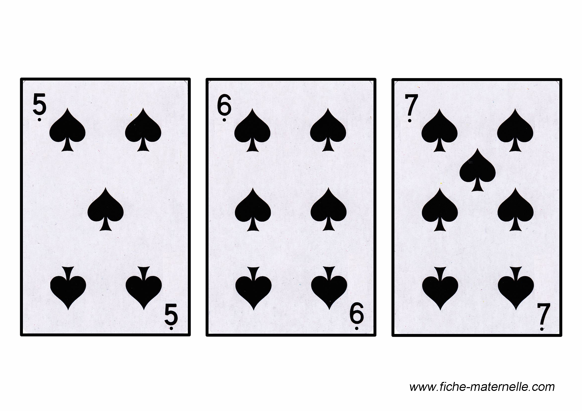 jeu de cartes les 5 6 7 de pique