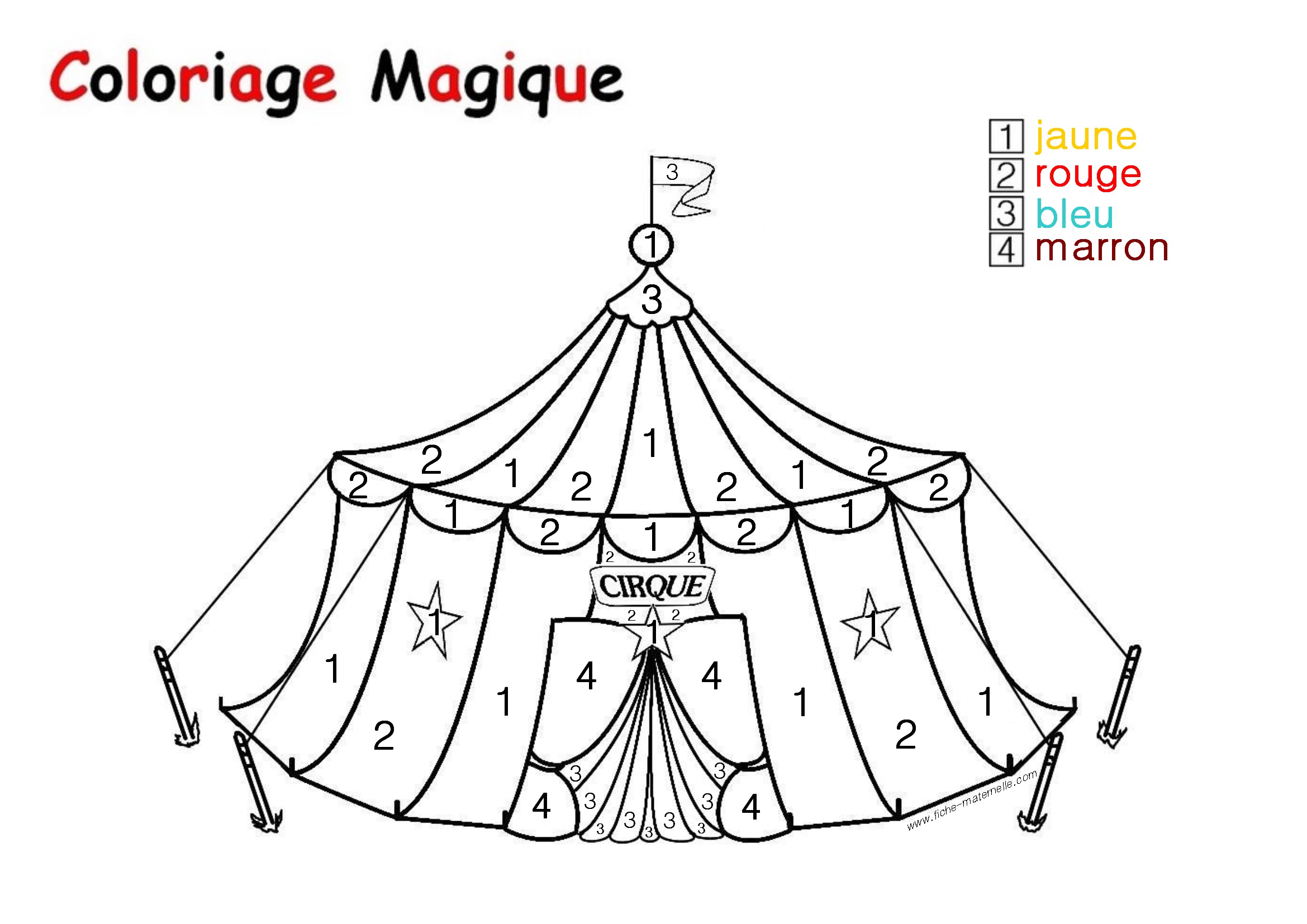 Coloriage magique Le Chapiteau d un cirque