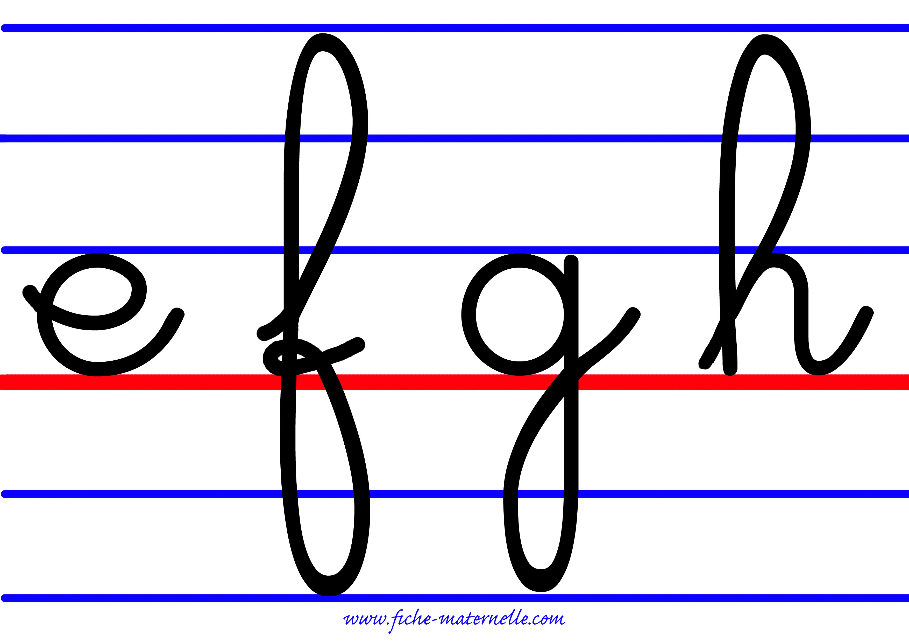 Lettres cursives avec interlignes