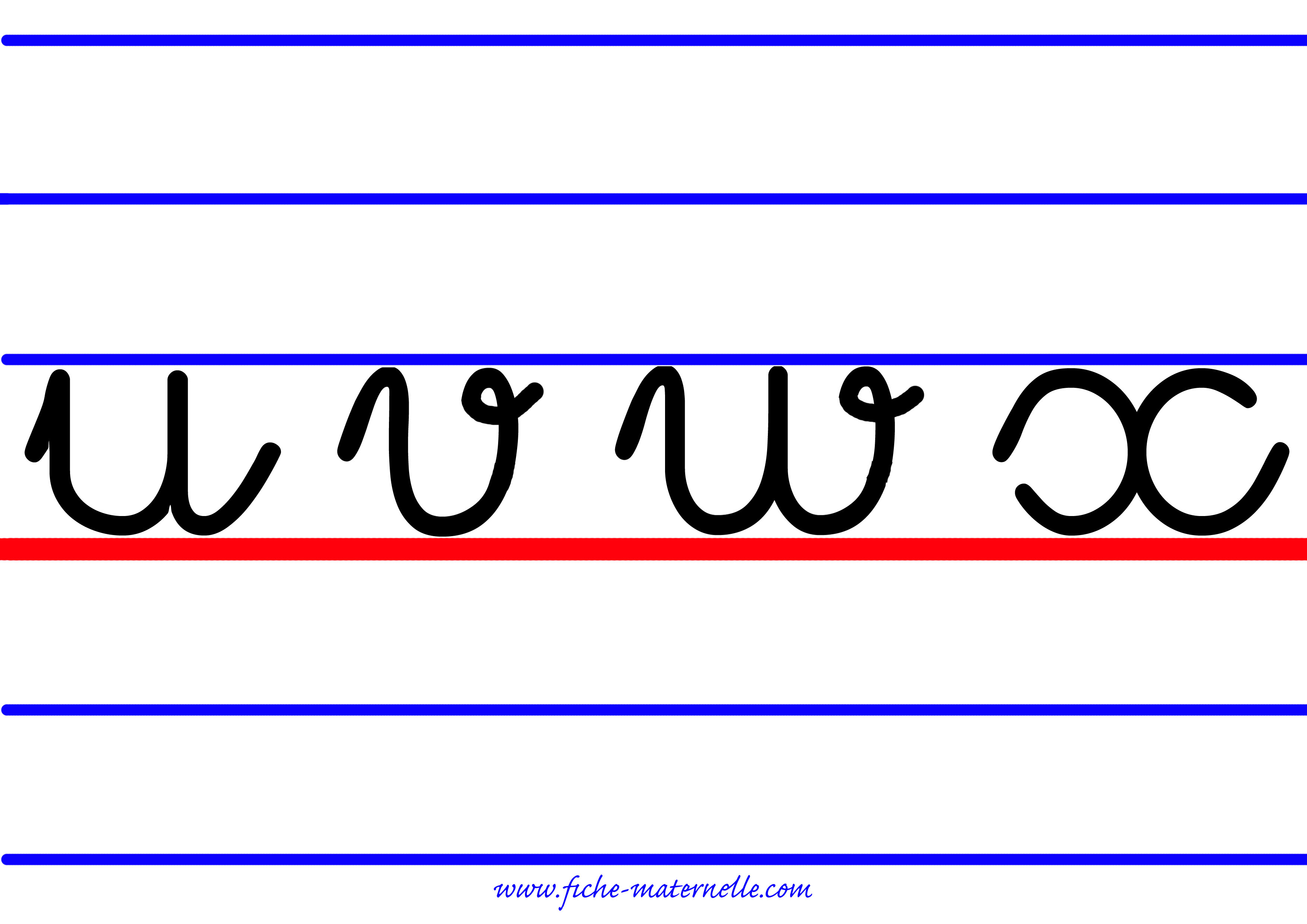 Lettres cursives avec interlignes