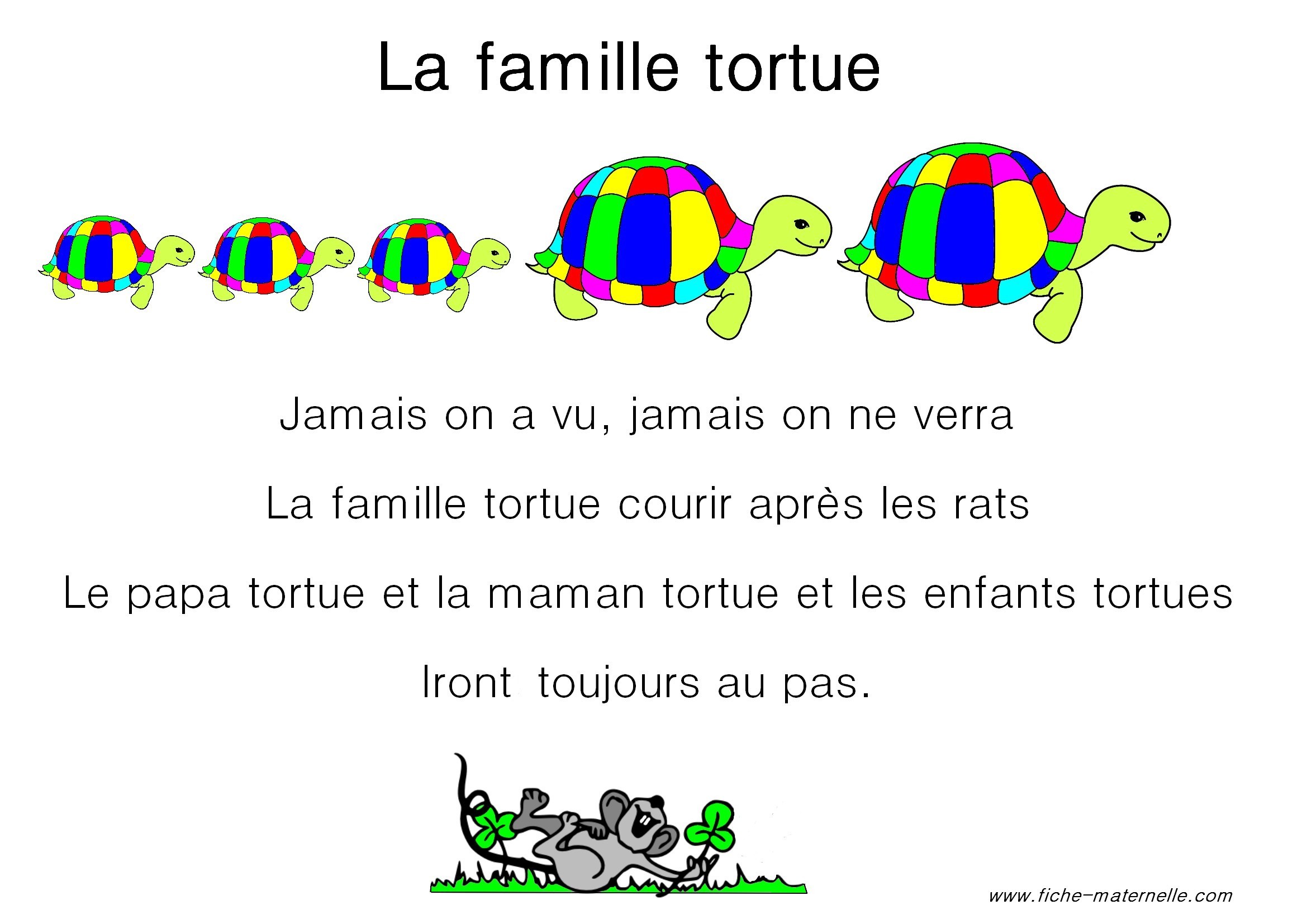 Résultat de recherche d'images pour "comptine la famille tortue"