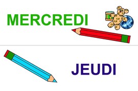 Les jours de la semaine MERCREDI et JEUDI à afficher dans la classe