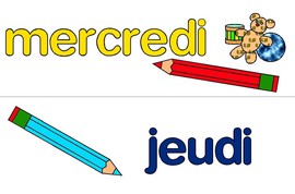 Les jours de la semaine MERCREDI et JEUDI à afficher dans la classe