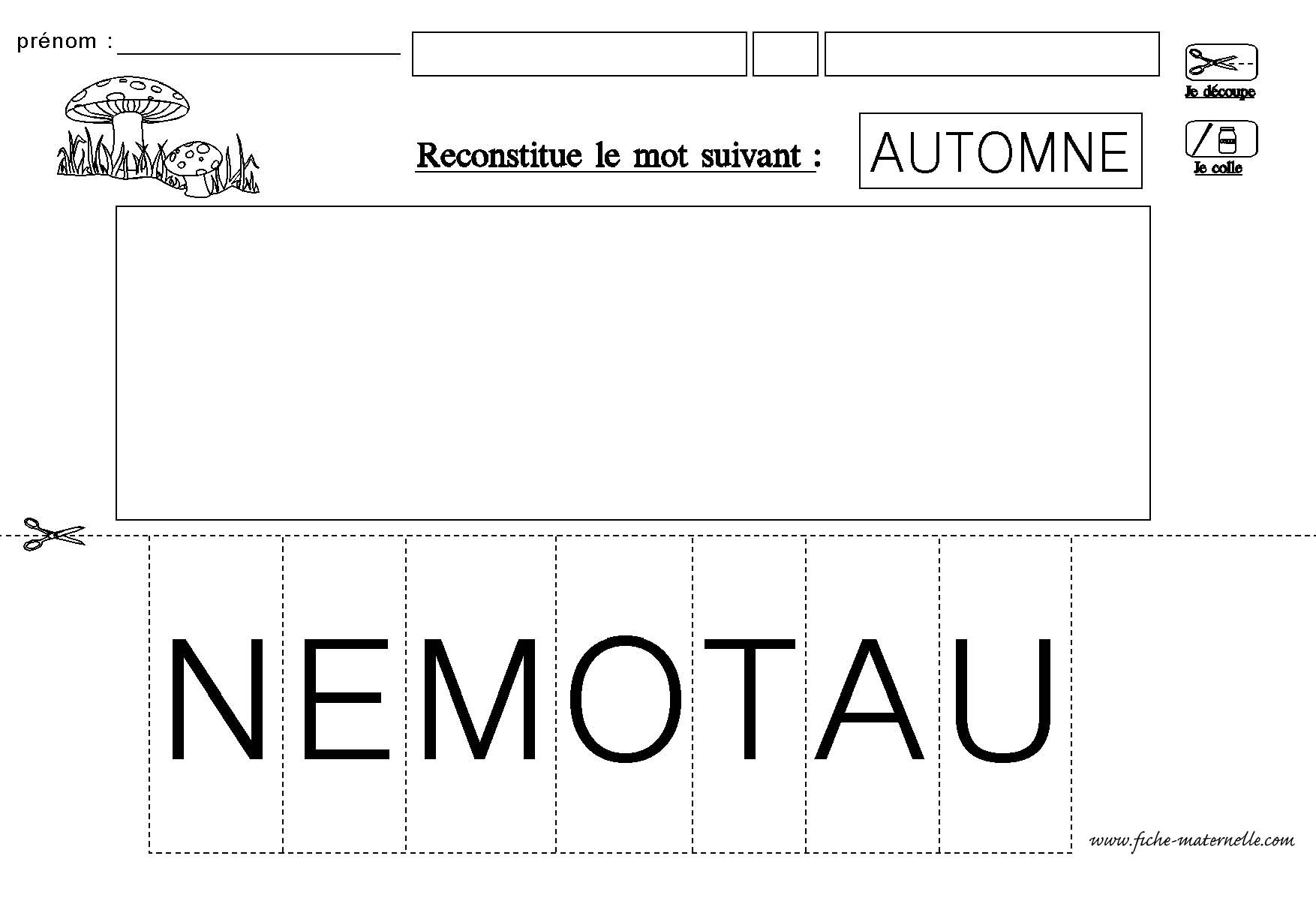 Composer le mot automne en criture capitale