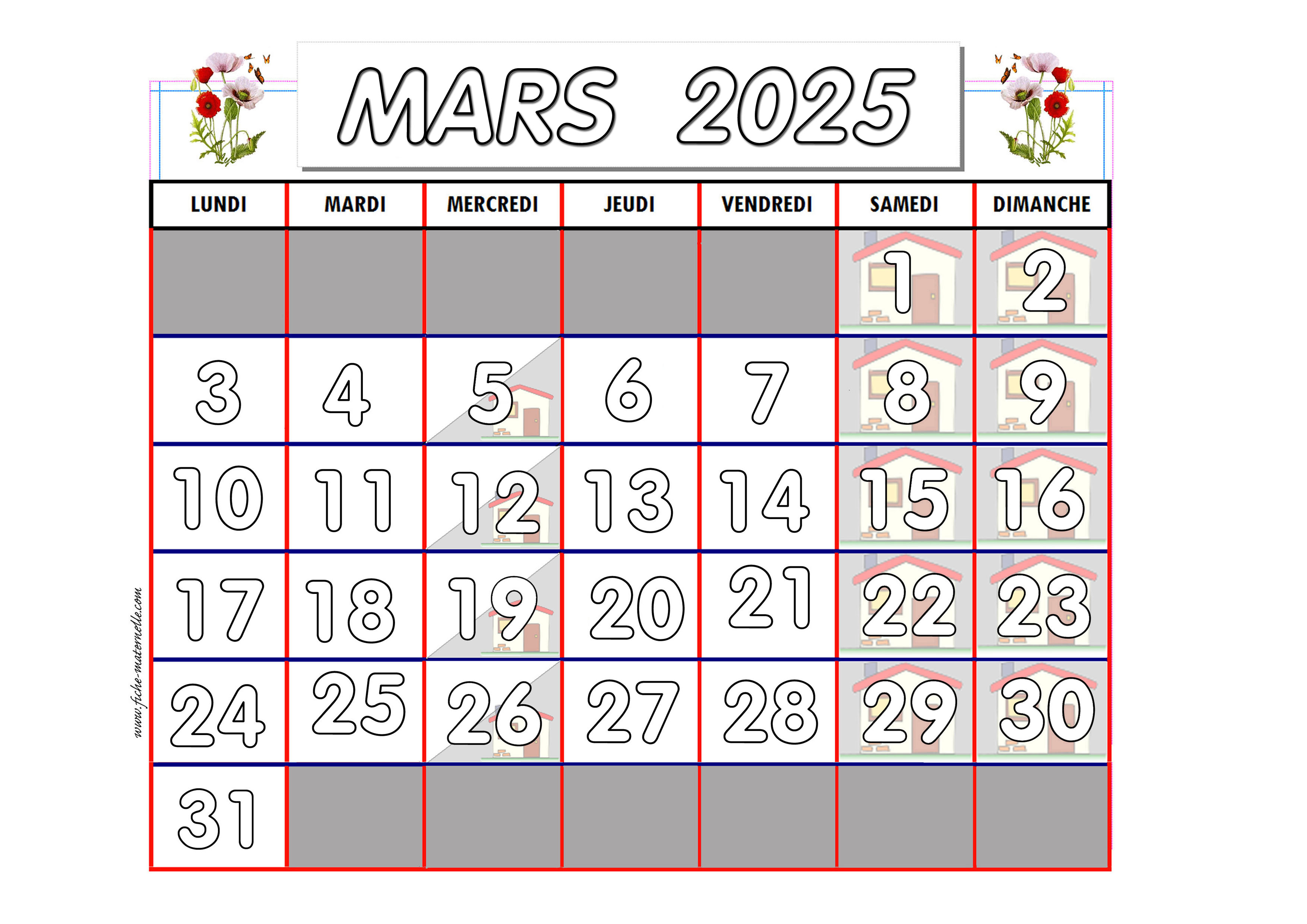 Calendrier adapté aux maternelles et préscolaires 2023-2024