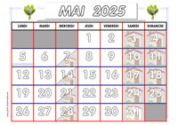 Calendrier mois de Mai