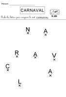 Relier les lettres qui composent le mot carnaval dans le sens de lecture