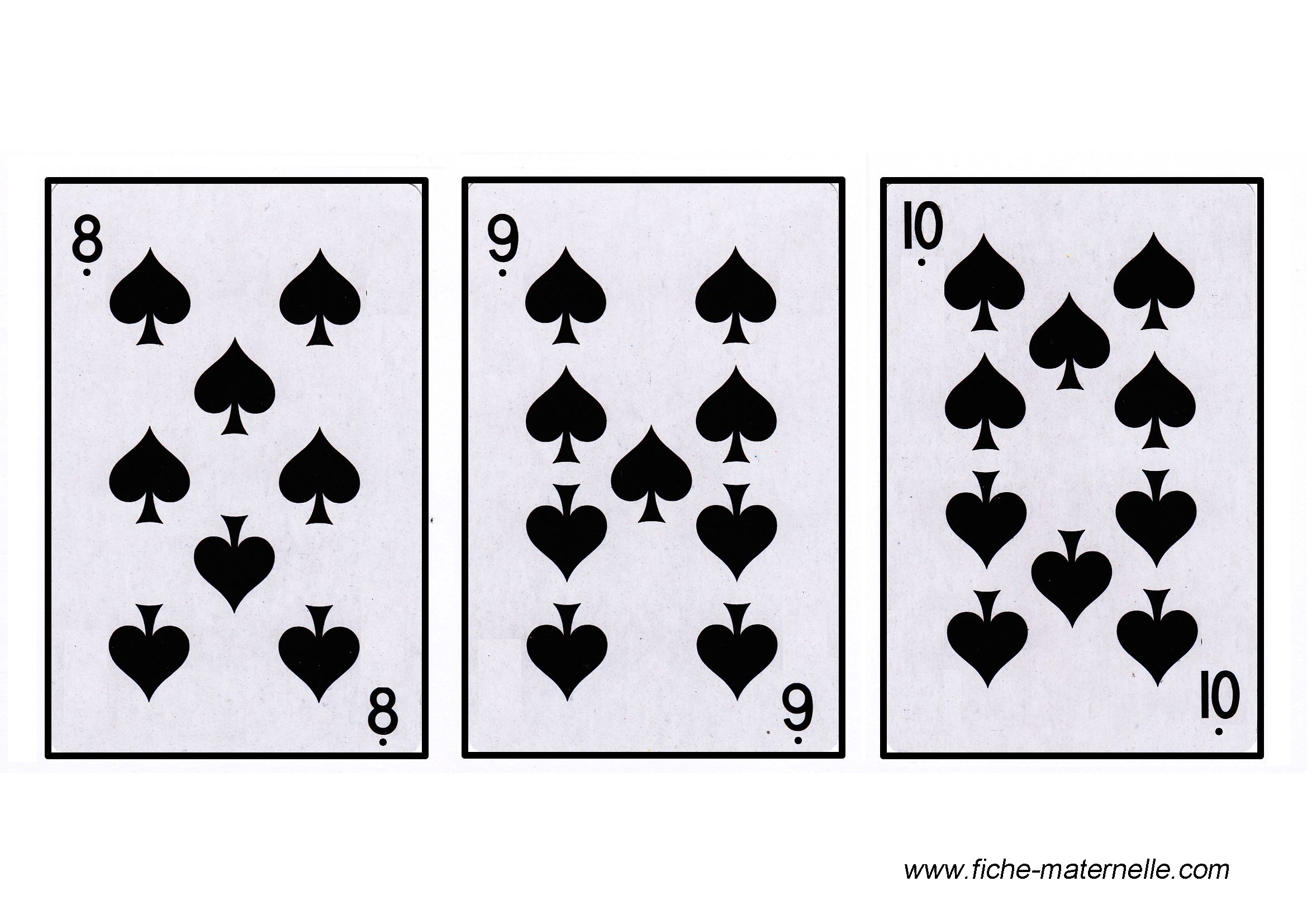 jeu de cartes les 8 9 10 de pique