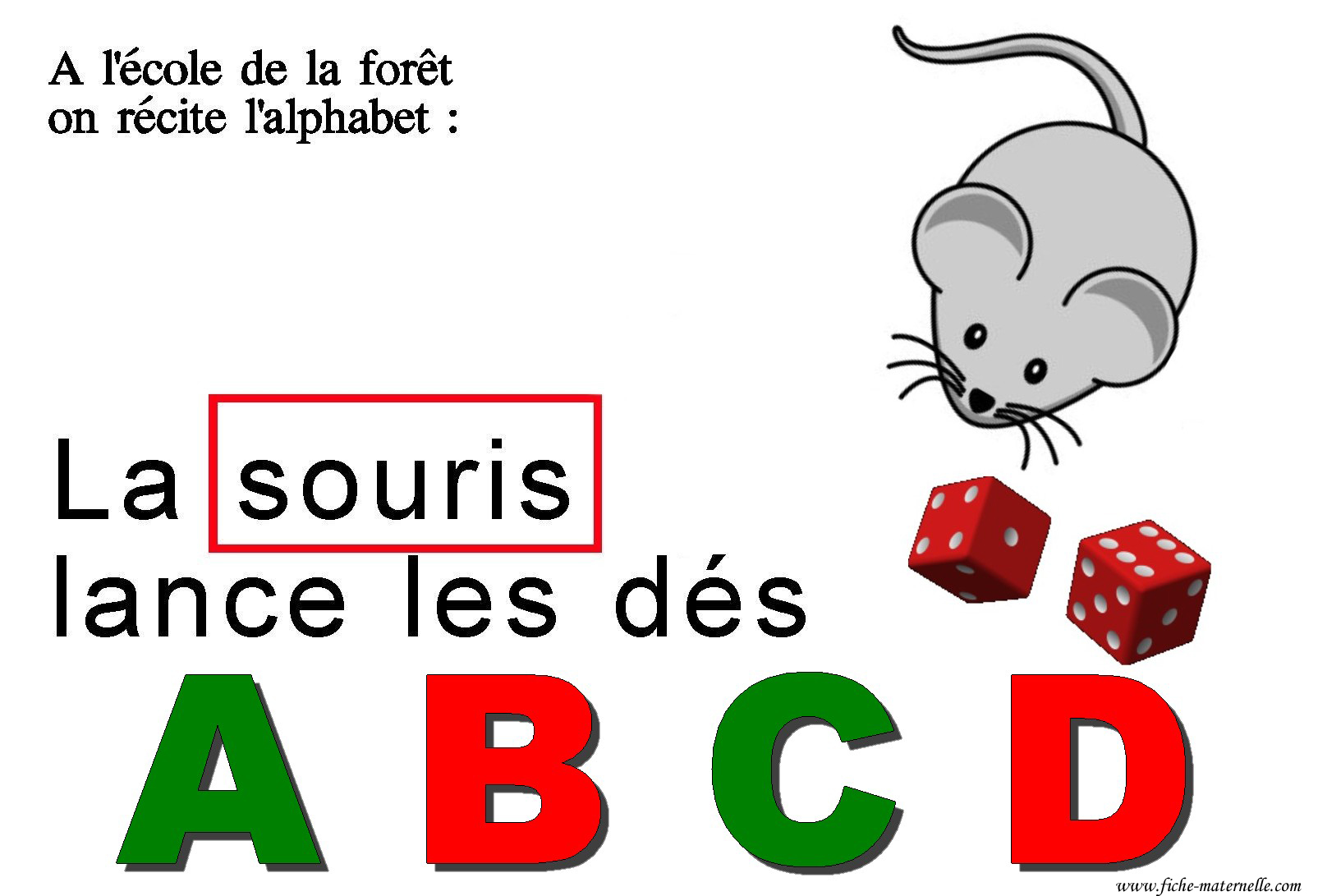 comptine alphabtique  placer au dessus des lettres ABCD de la frise alphabtique