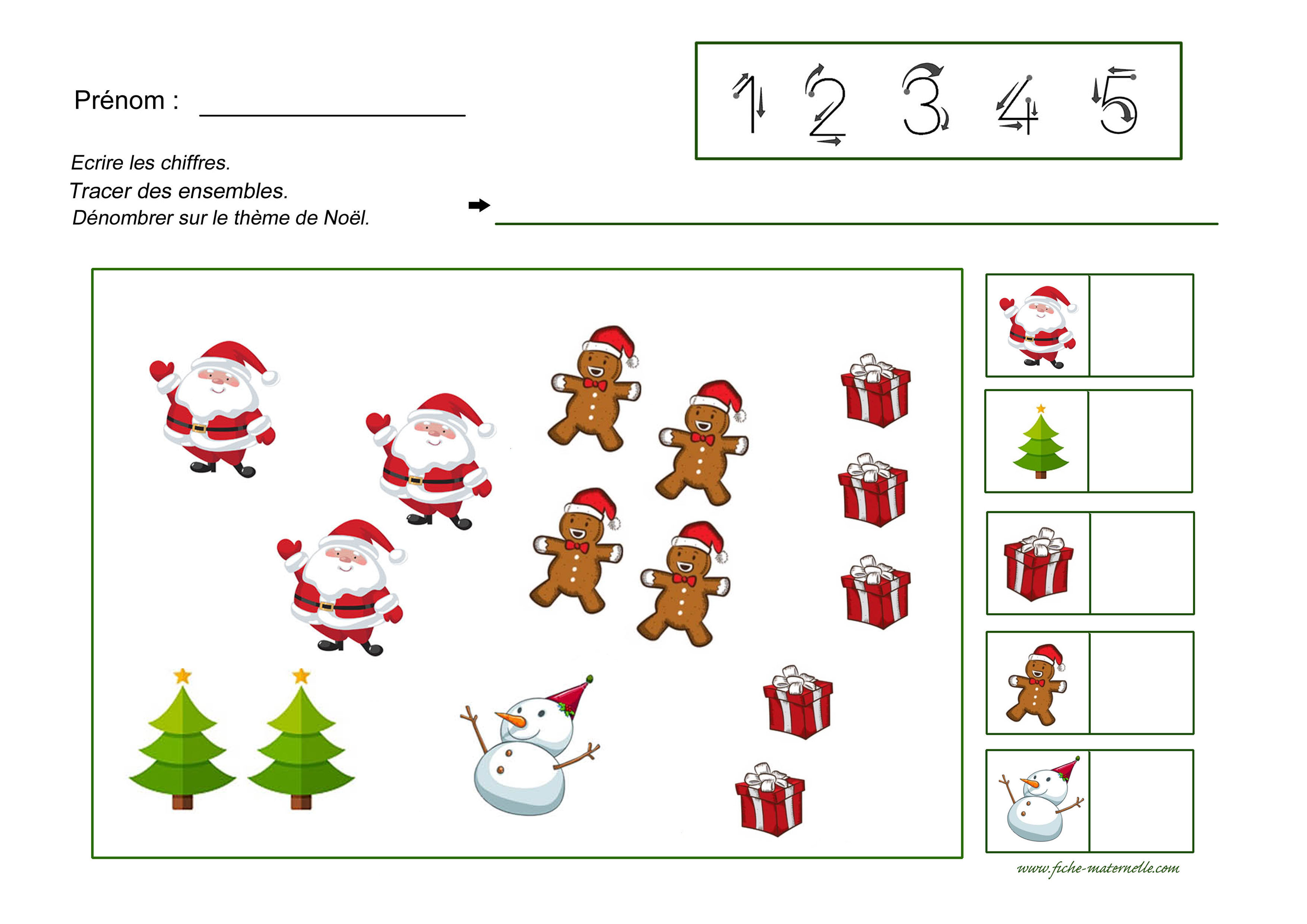 Dnombrer sur le thme de Nol en maternelle