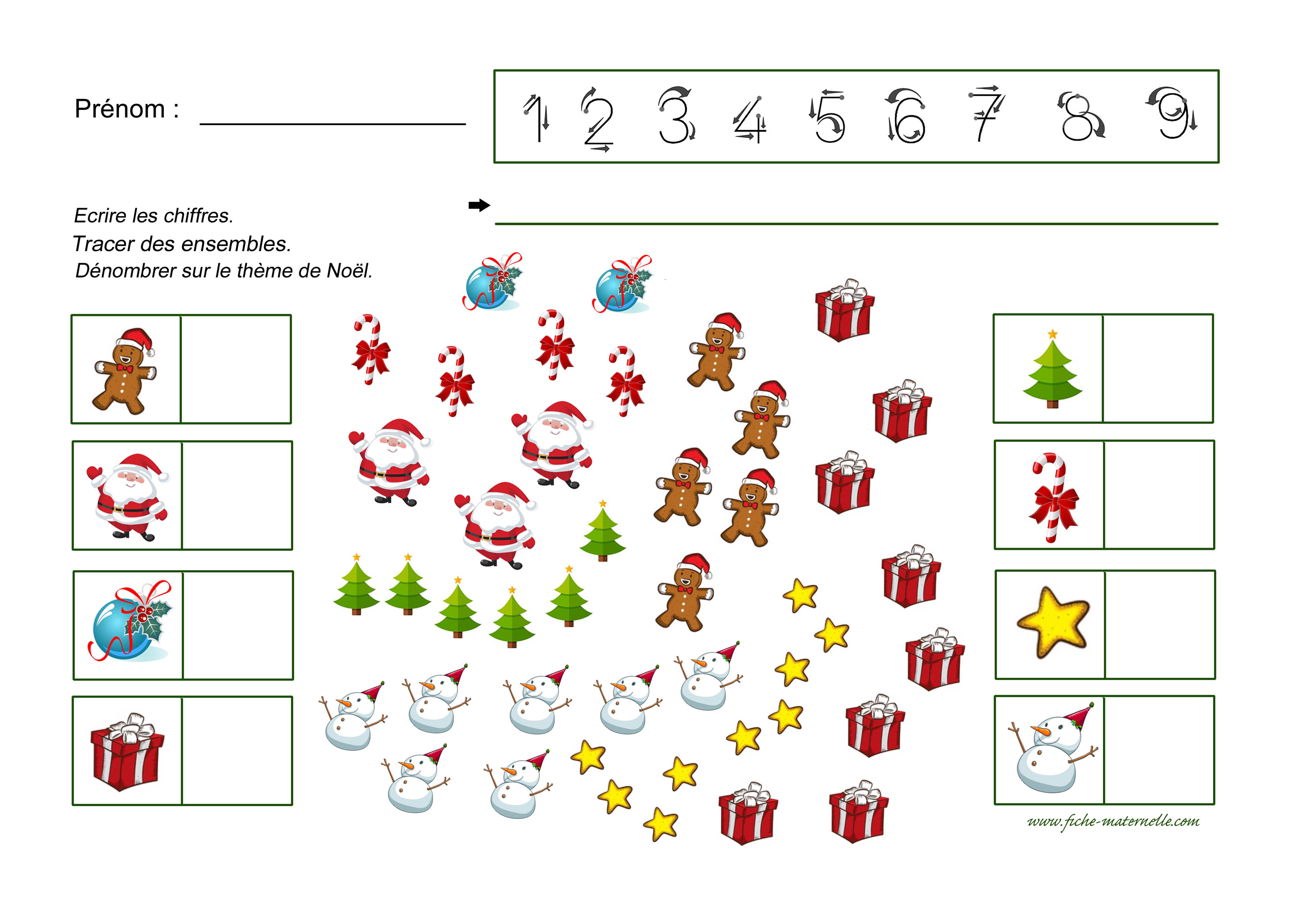 Dnombrer sur le thme de Nol en maternelle