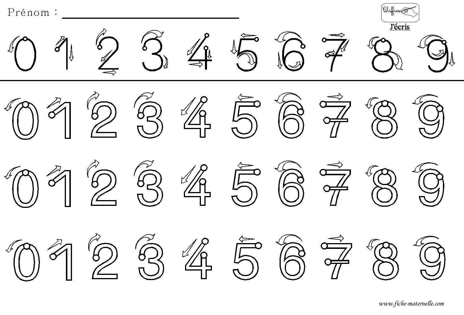 Apprends à écrire le chiffre 4  Apprendre à écrire les chiffres