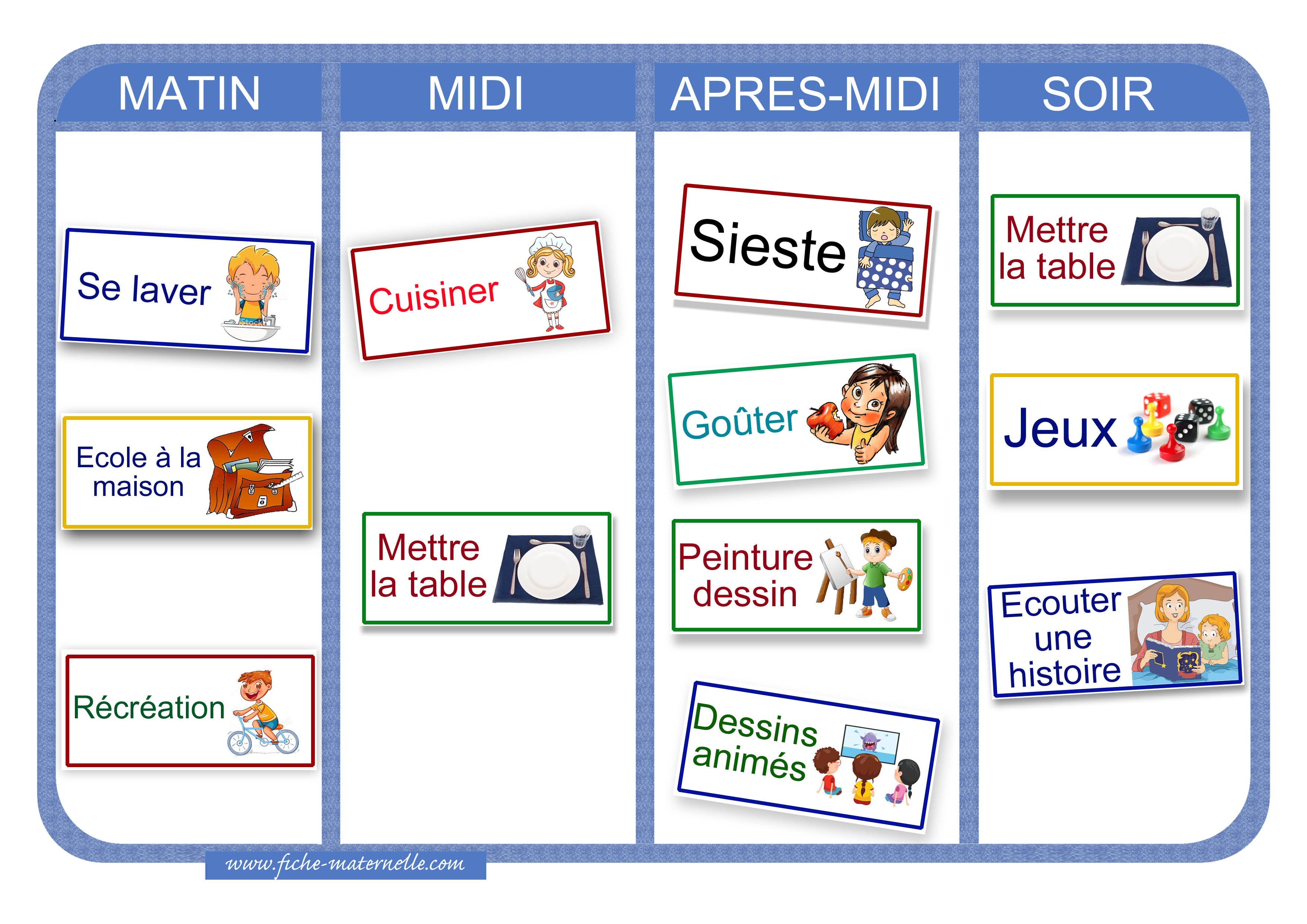 Emploi Du Temps Des Activites A La Maison En Maternelle