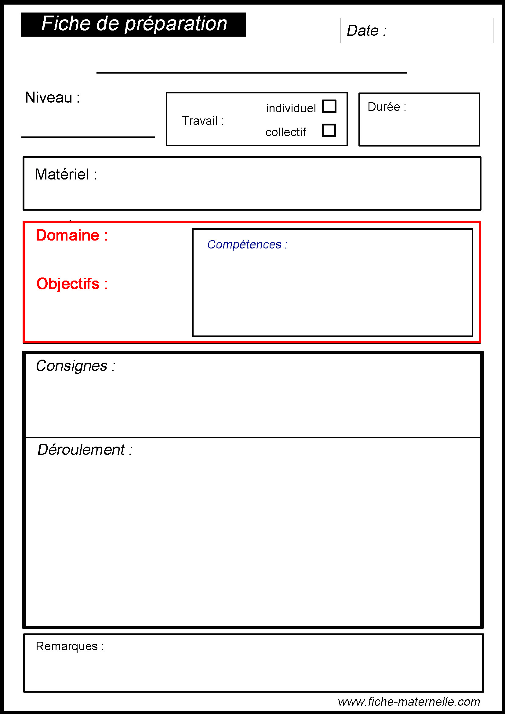 fiche de prparation