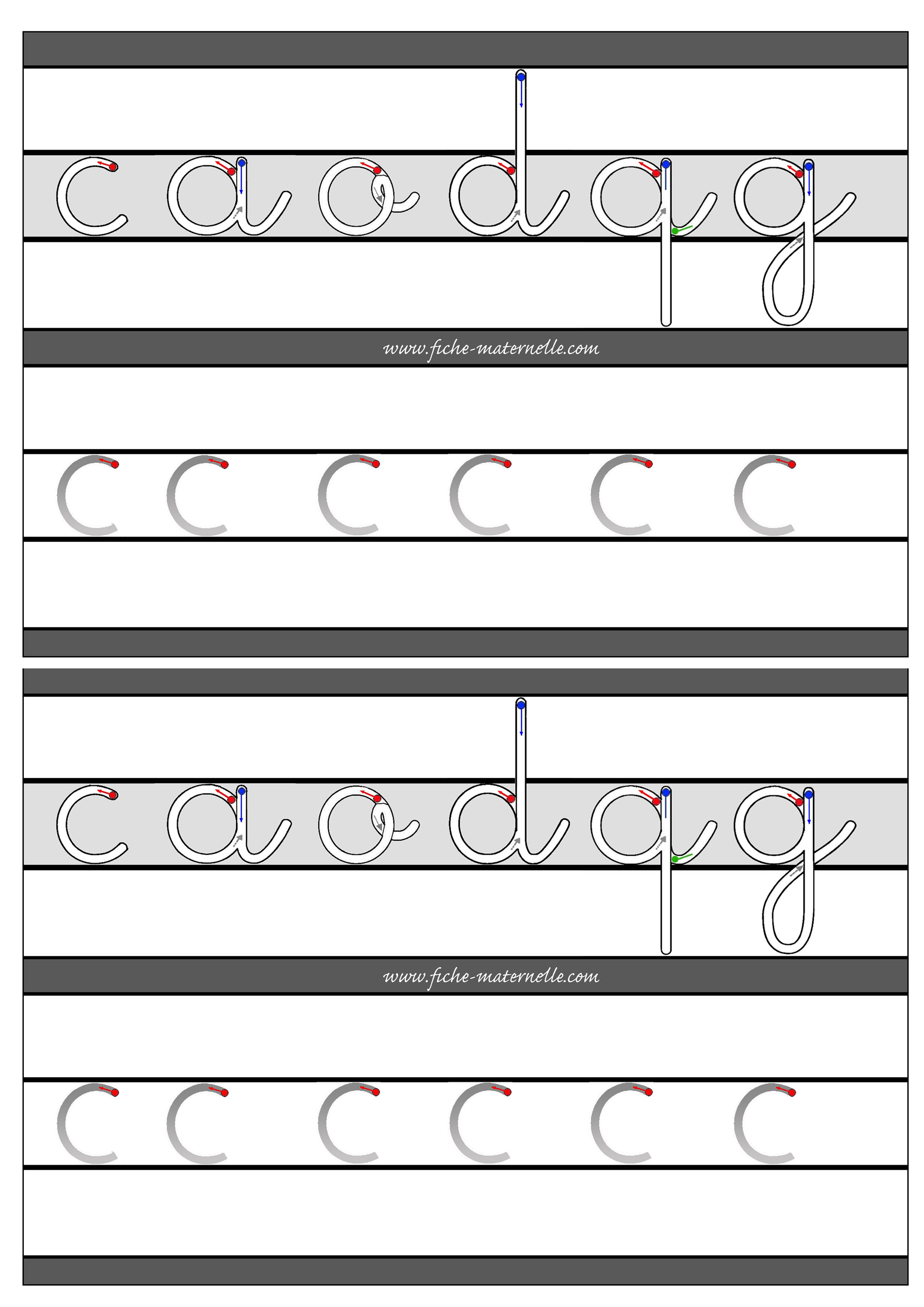 Apprendre  tracer les lettres rondes