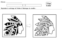 Reproduire trs exactement le coloriage de l indien en s aidant du modle