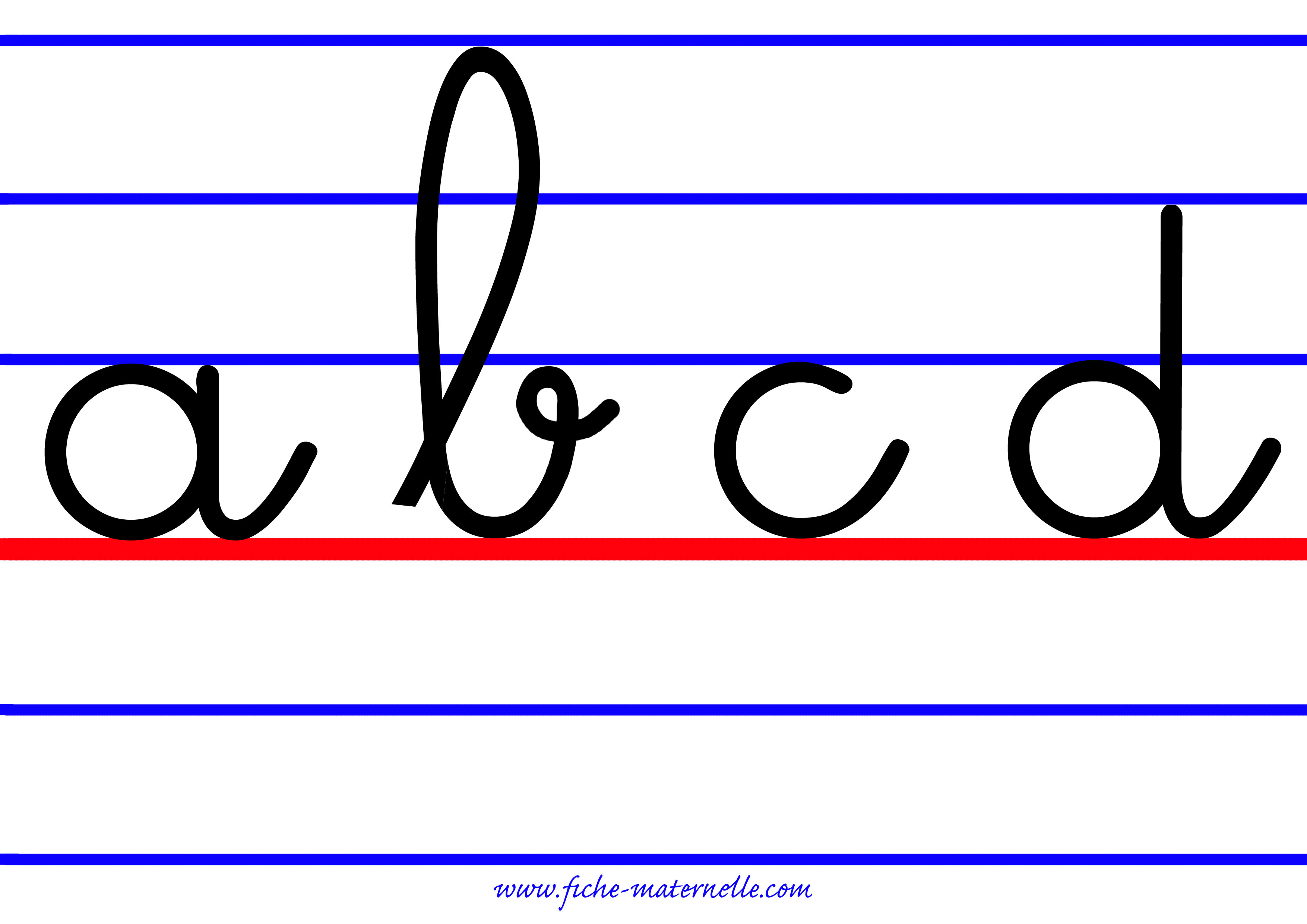 Lettres cursives avec interlignes