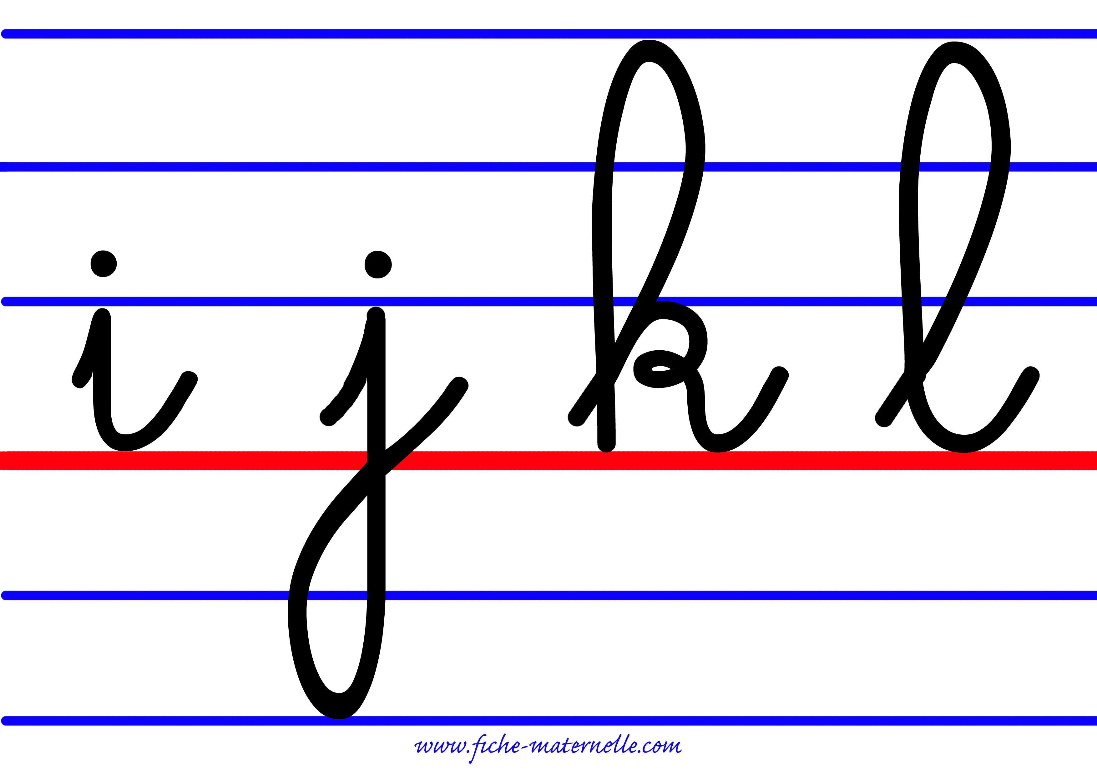 Lettres cursives avec interlignes