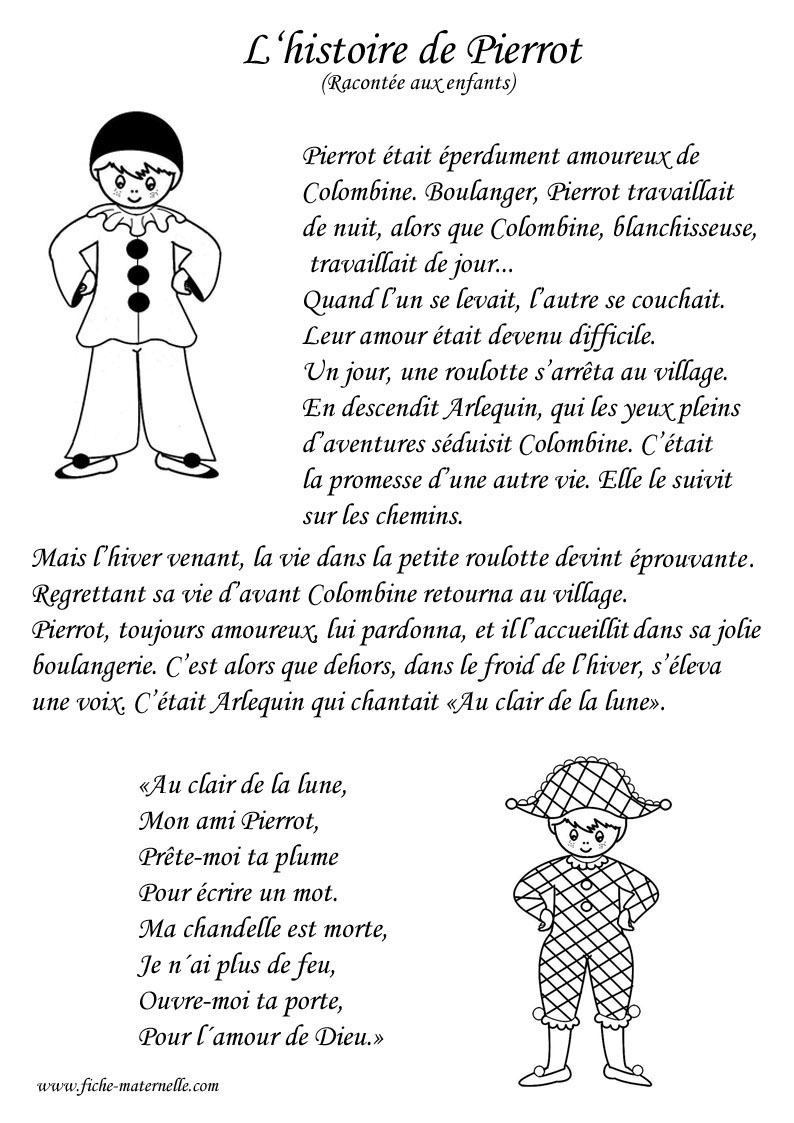 Histoire de Pierrot raconte aux enfants