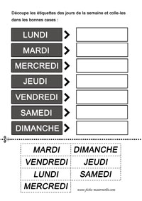 Retrouver les jours de la semaine en lettres capitales