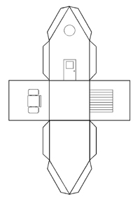 Obtenir une maison en volume par pliages et collages