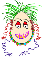 Petit Mlang personnage aux graphies multiples courbes, lignes brises, lignes ondules, traits