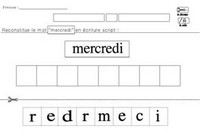 Reconstituer le mot lundi en lettres scripts