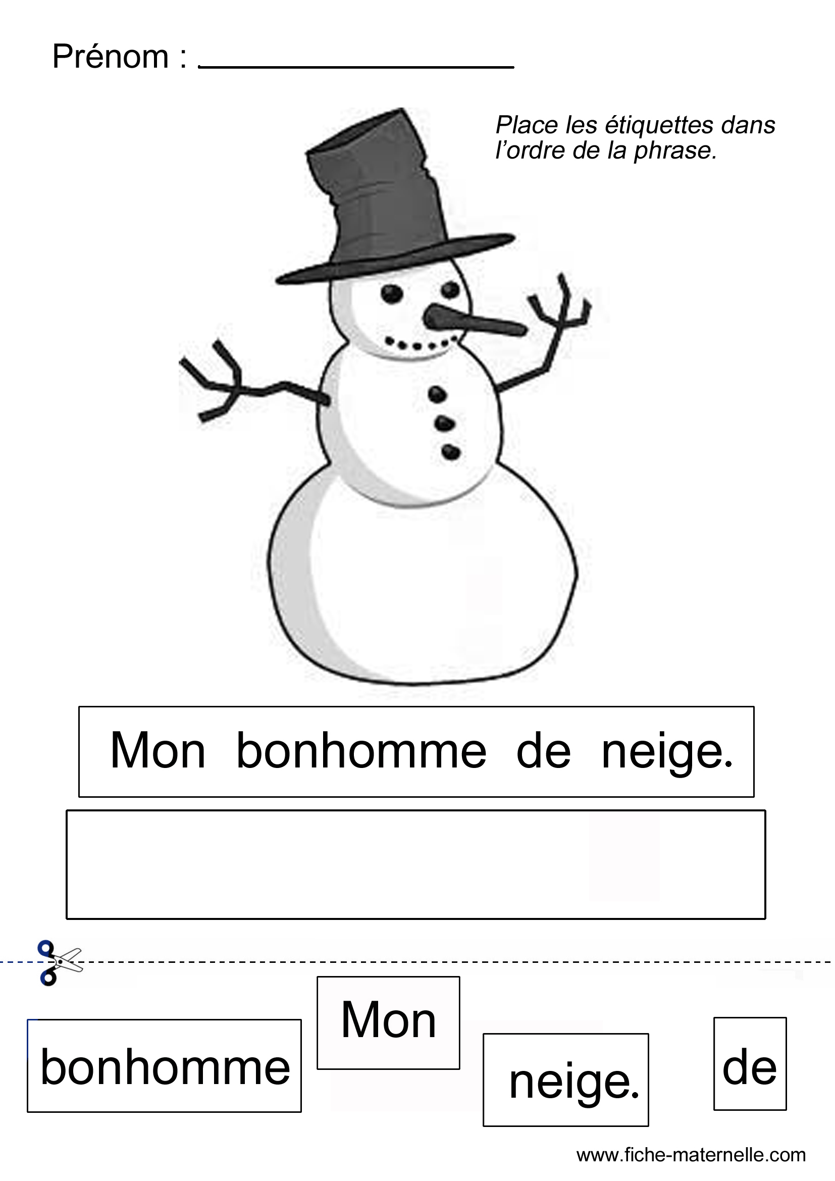 NOEL en MATERNELLE composer la phrase Pour la fete de l ecole nous attendons le pere noel