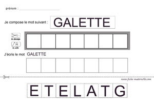 Le mot galette en maternelle