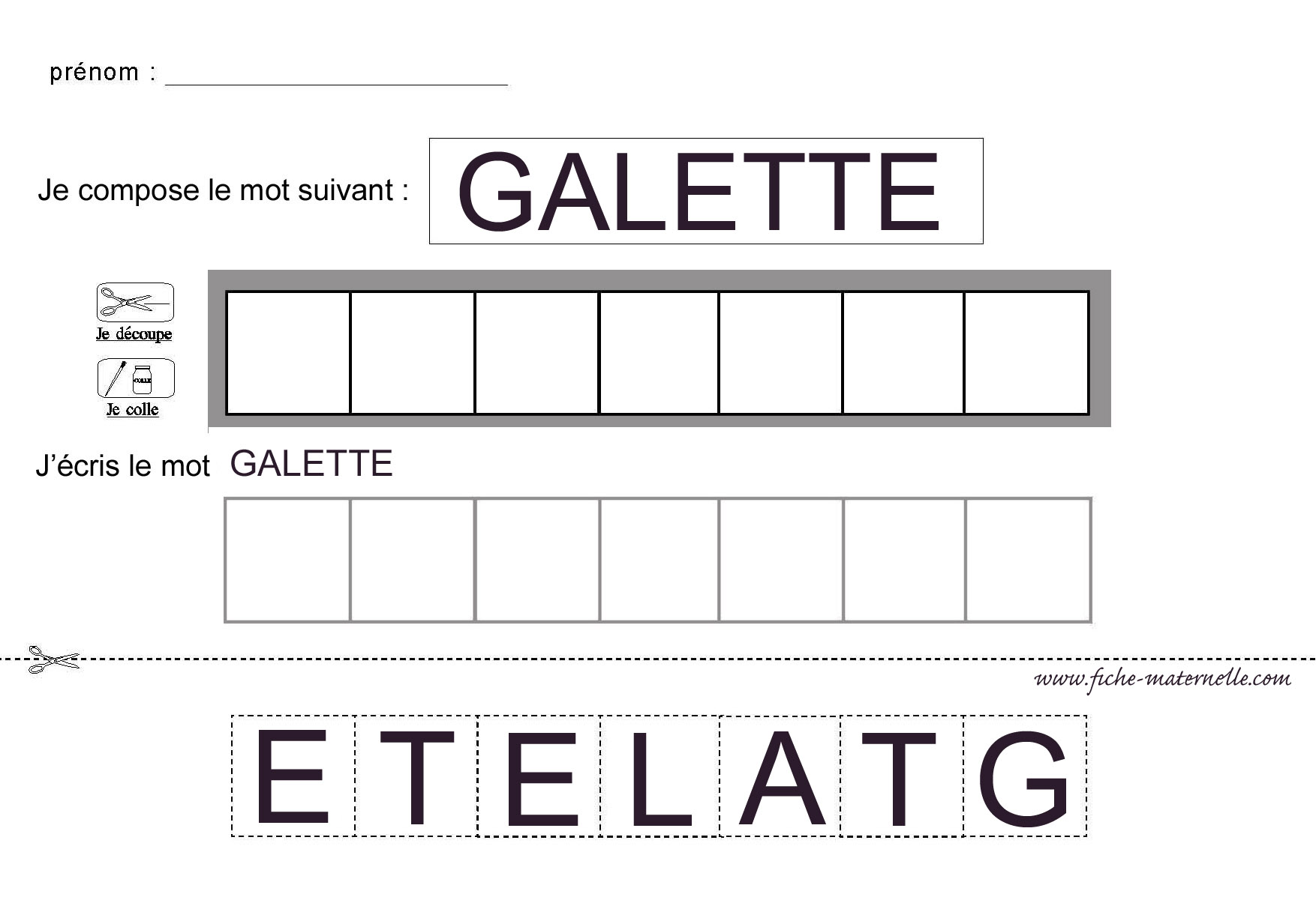Le mot galette en lettres capitales