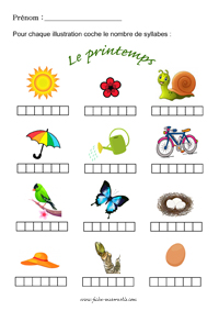 compter les syllabes sur le thme du printemps