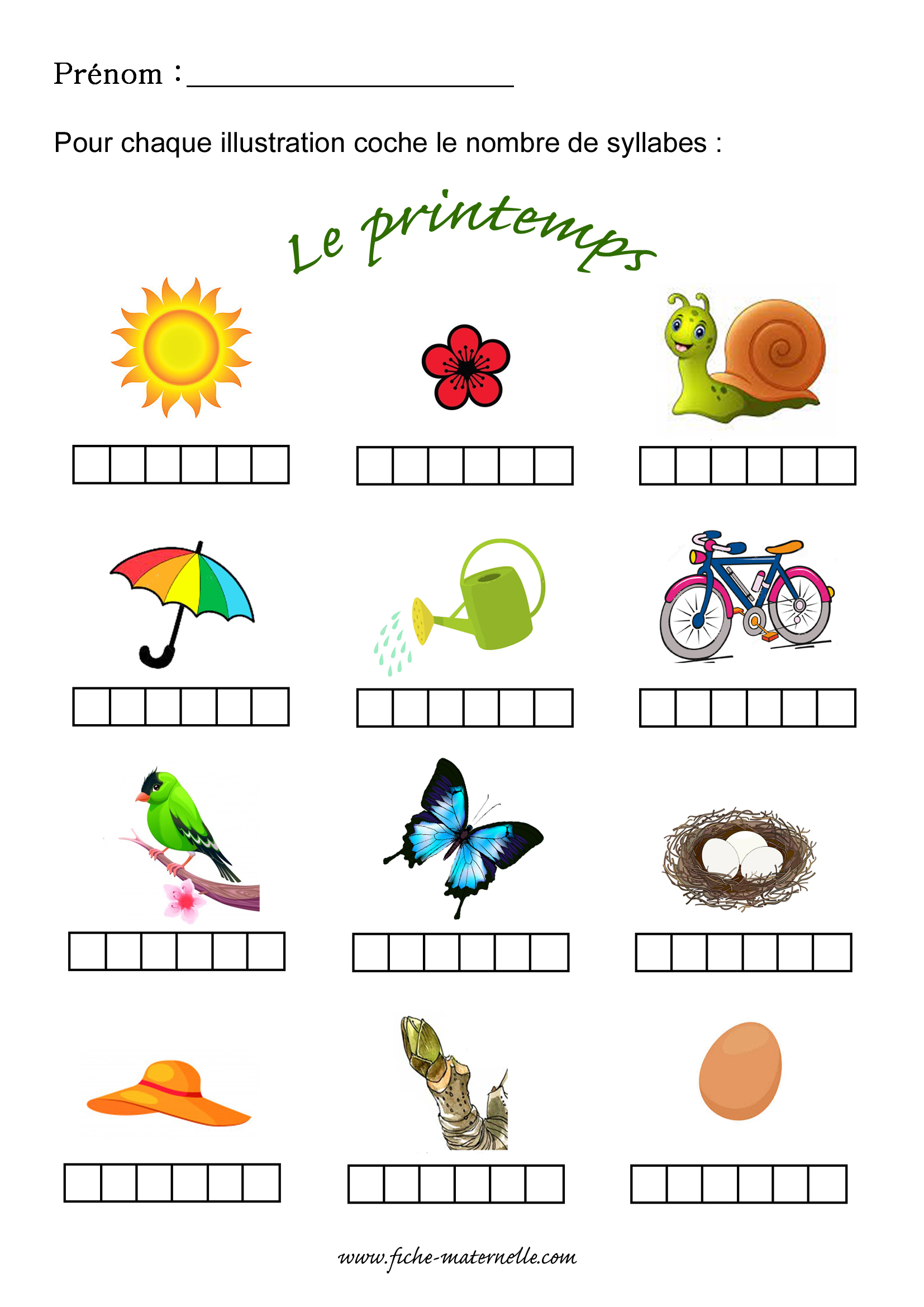 Compter les syllabes sur le thme du printemps