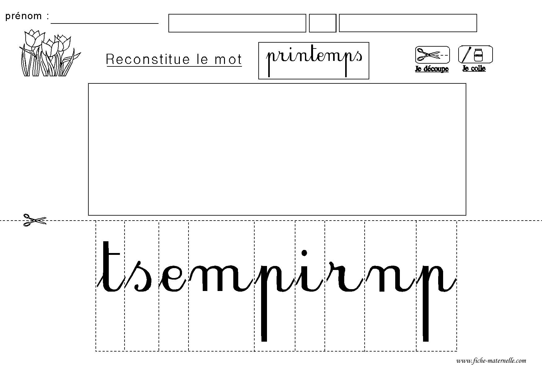 Lecture du mot printemps en maternelle