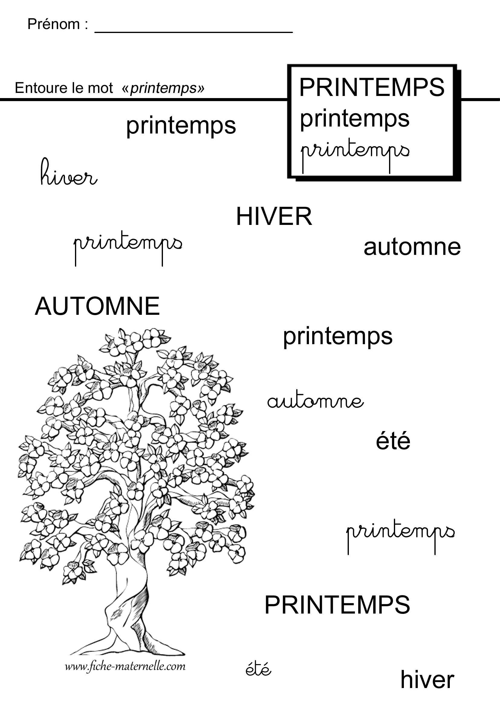 Lecture le mot printemps