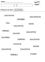 Entourer le mot couronne en criture script