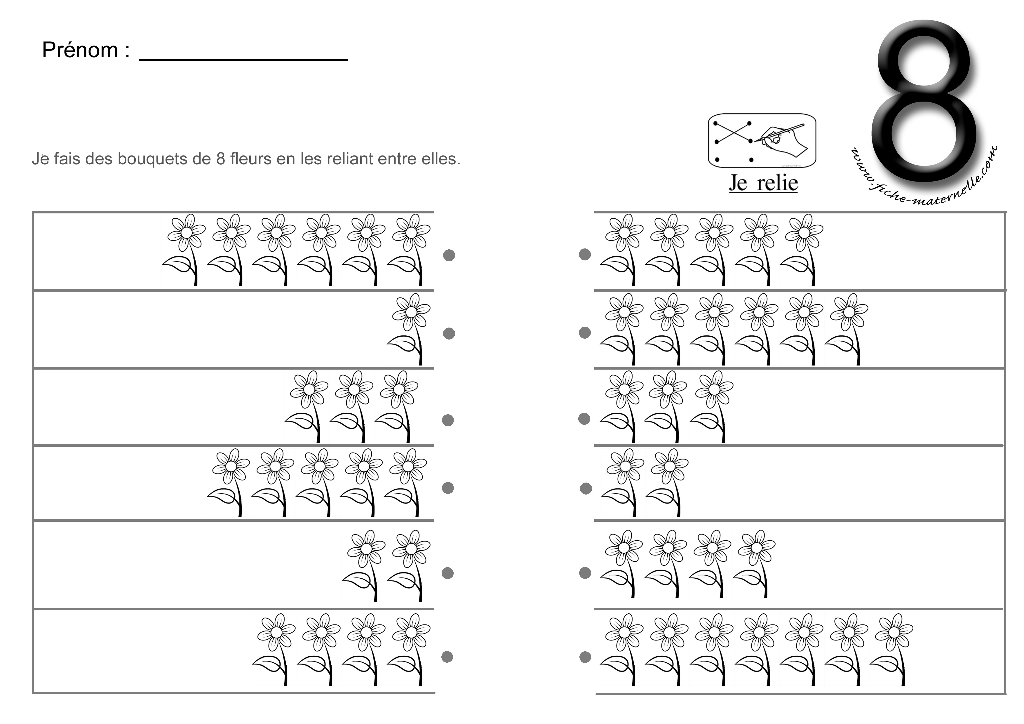 Relier les quantits pour obtenir 8 fleurs