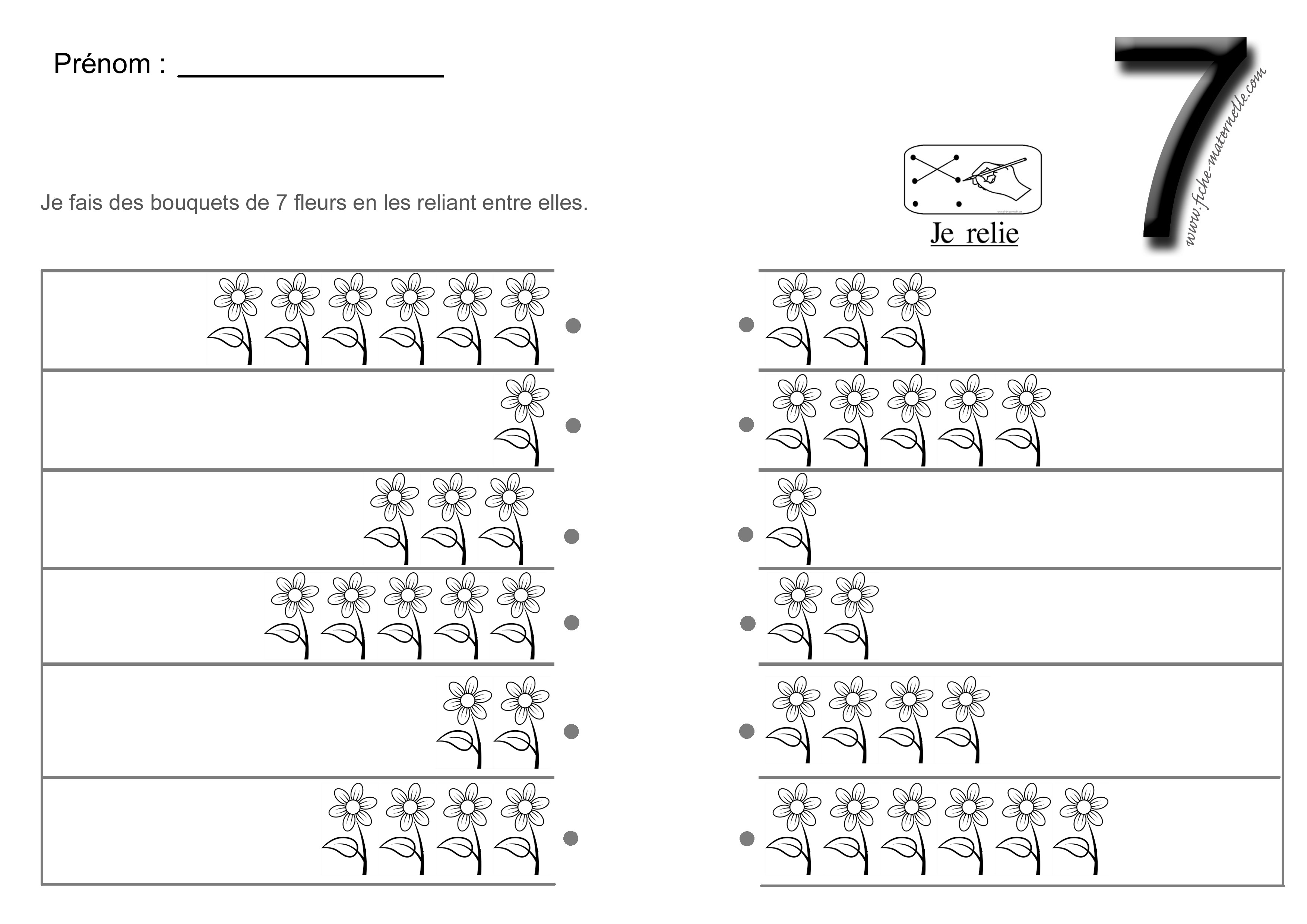 Relier les quantits pour obtenir 7 fleurs de Pques