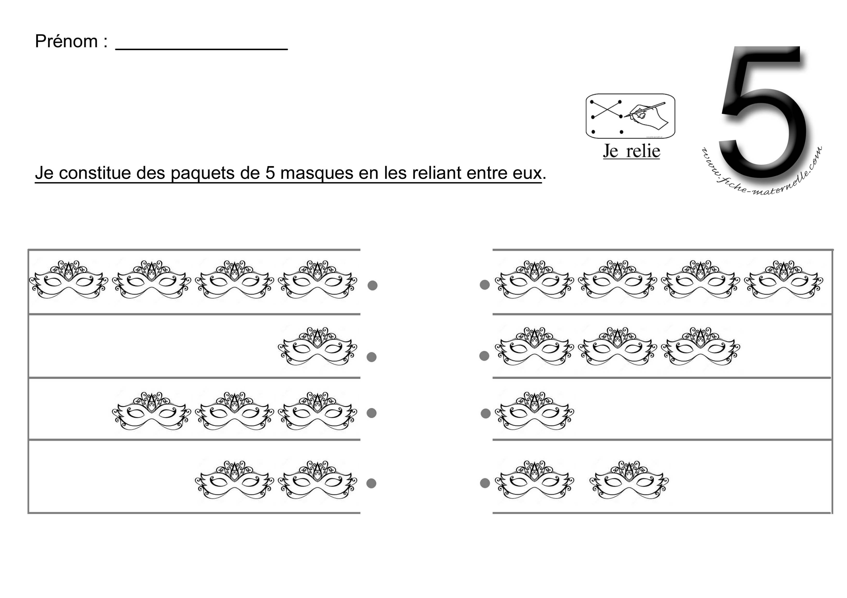 Relier les quantits pour obtenir 5 masques