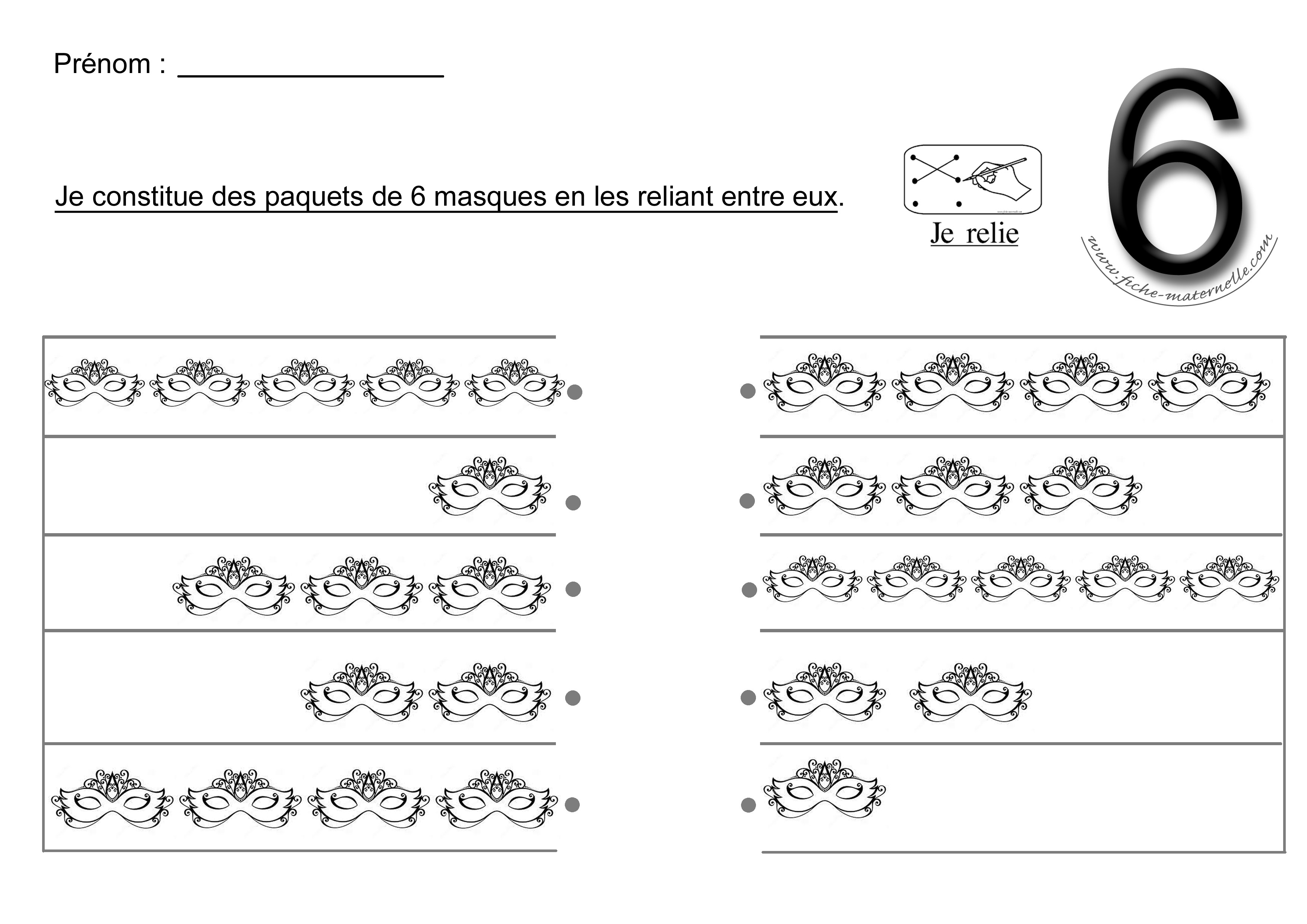 Relier les quantits pour obtenir 6 masques