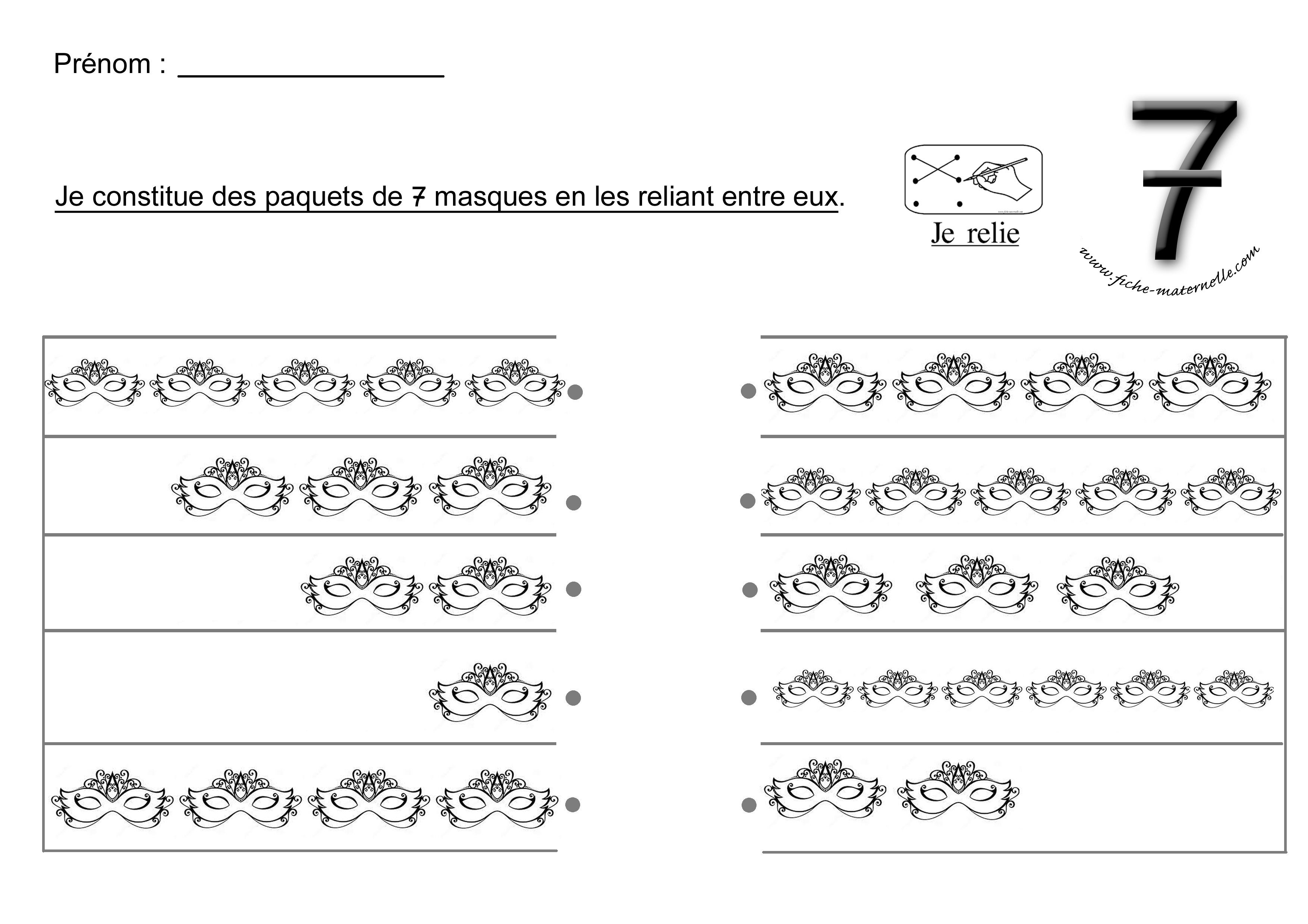 Relier les quantits pour obtenir 5 masques