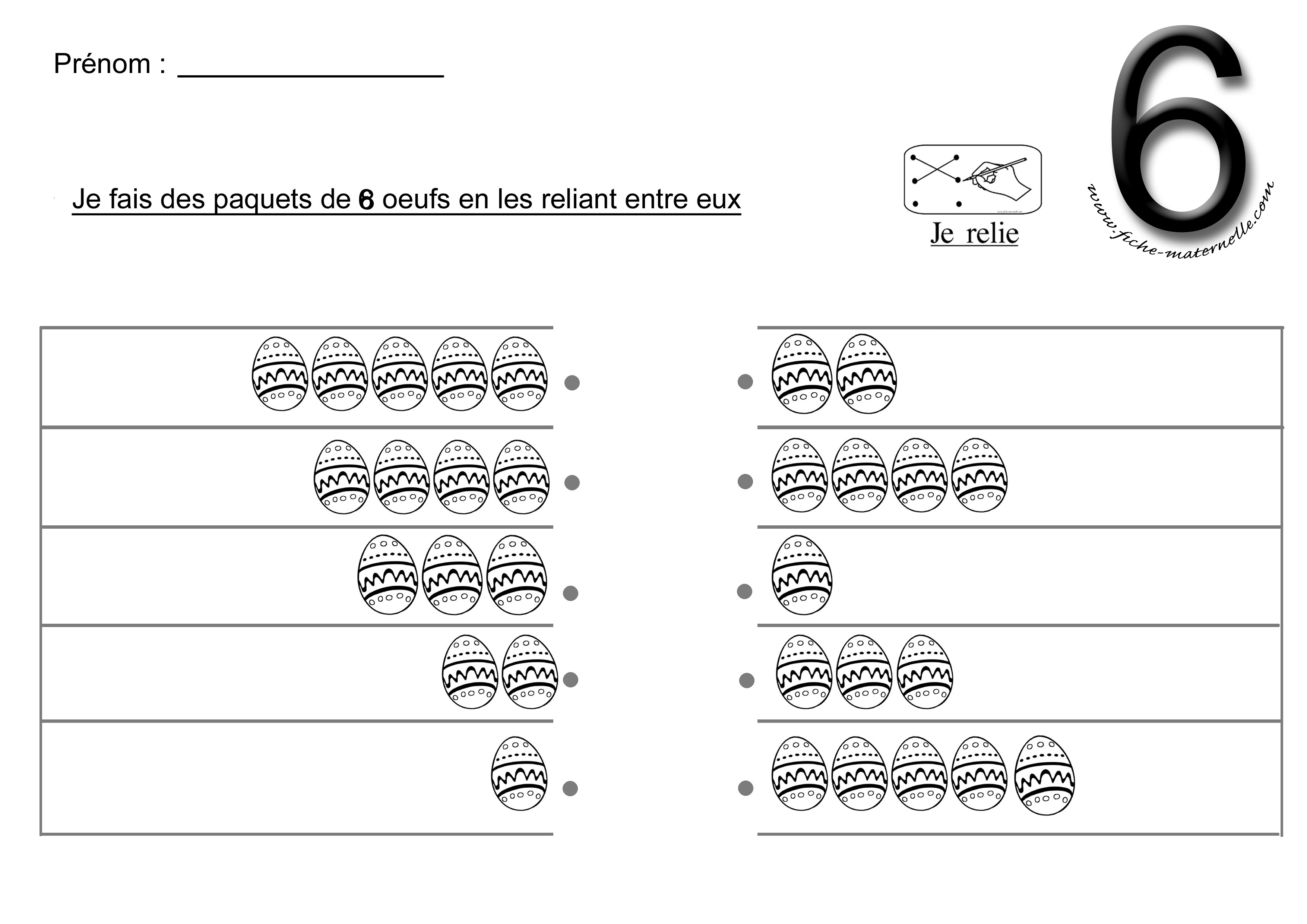 Relier les quantits pour obtenir 8 oeufs de Pques