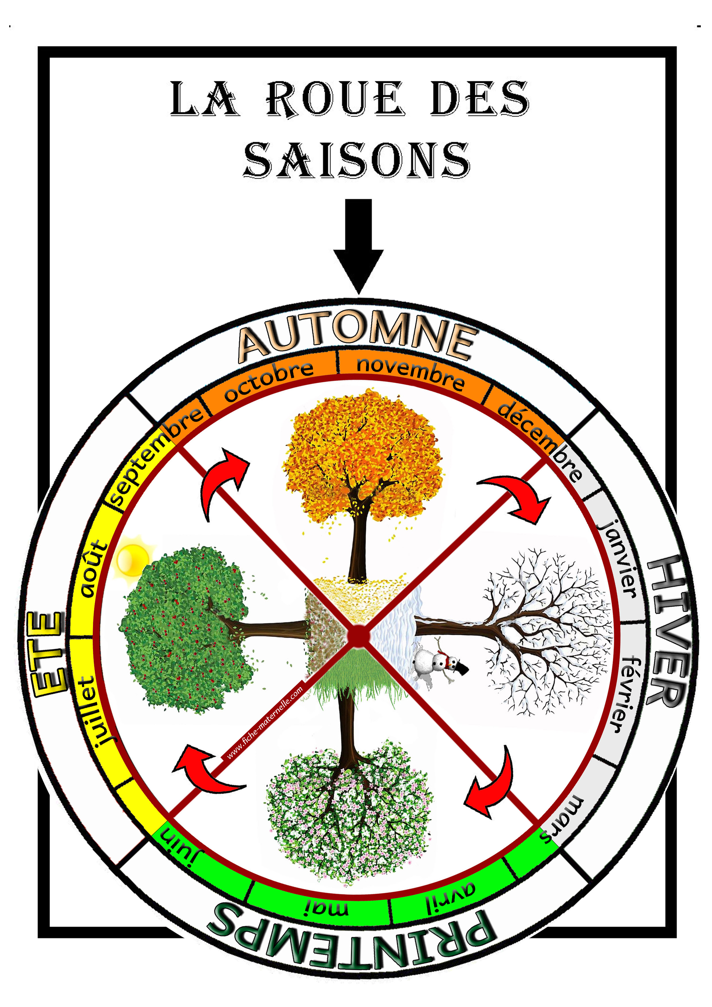 la roue des saisons  dcouper et colorier