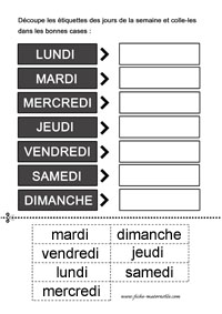 Comparer les critures des jours de la semaine 
en lettres capitales et en lettres scriptes