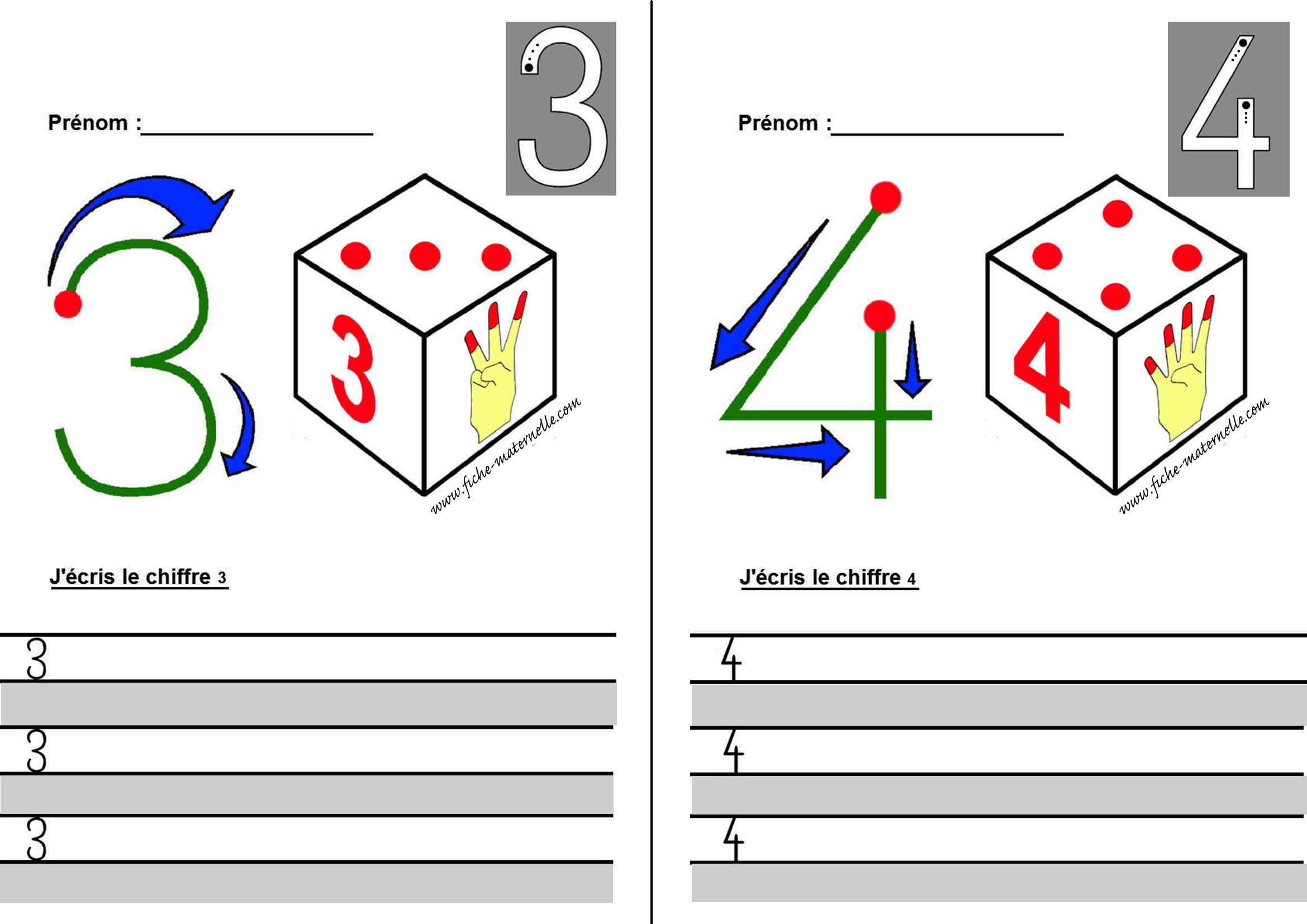 Écriture des chiffres – Écrire le chiffre 4