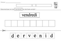 Reconstituer le mot lundi en lettres scripts